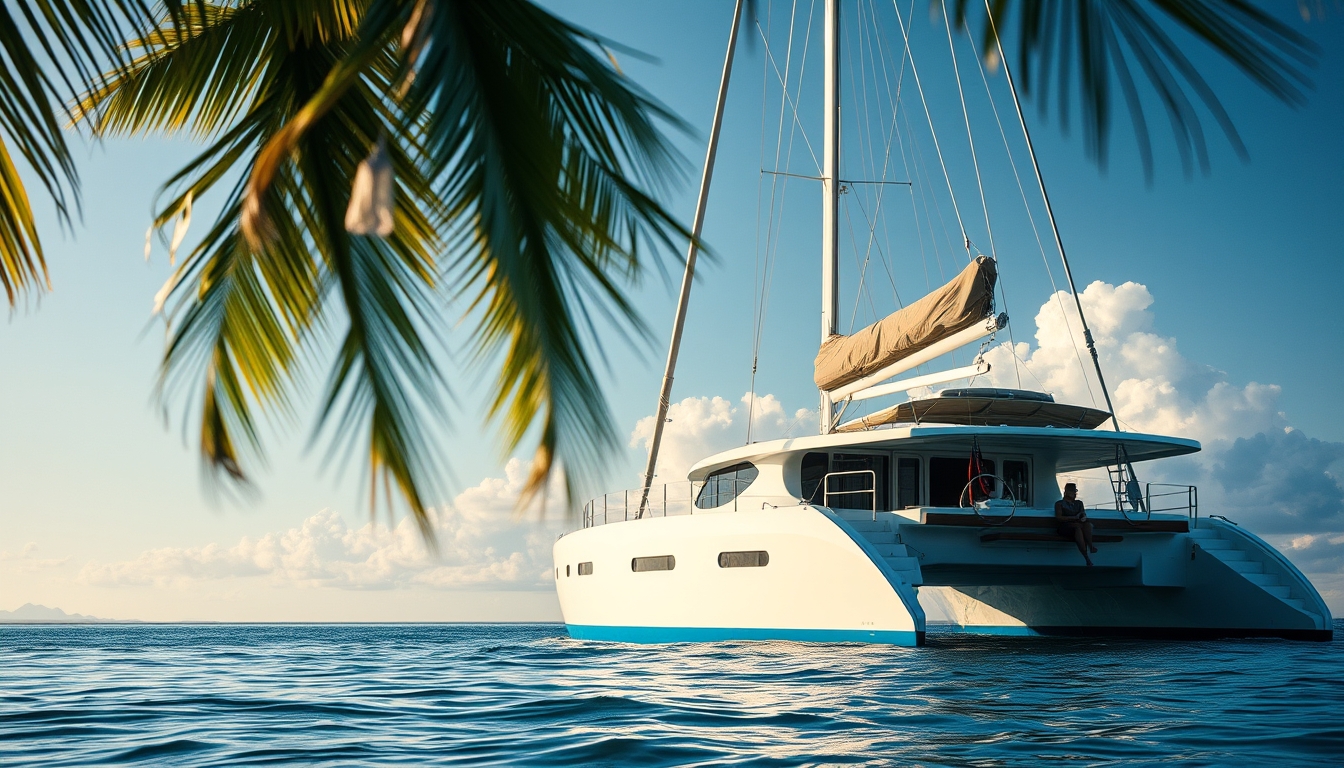 catamaran tropical in editorial style