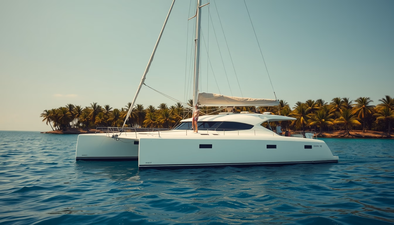 catamaran tropical in editorial style