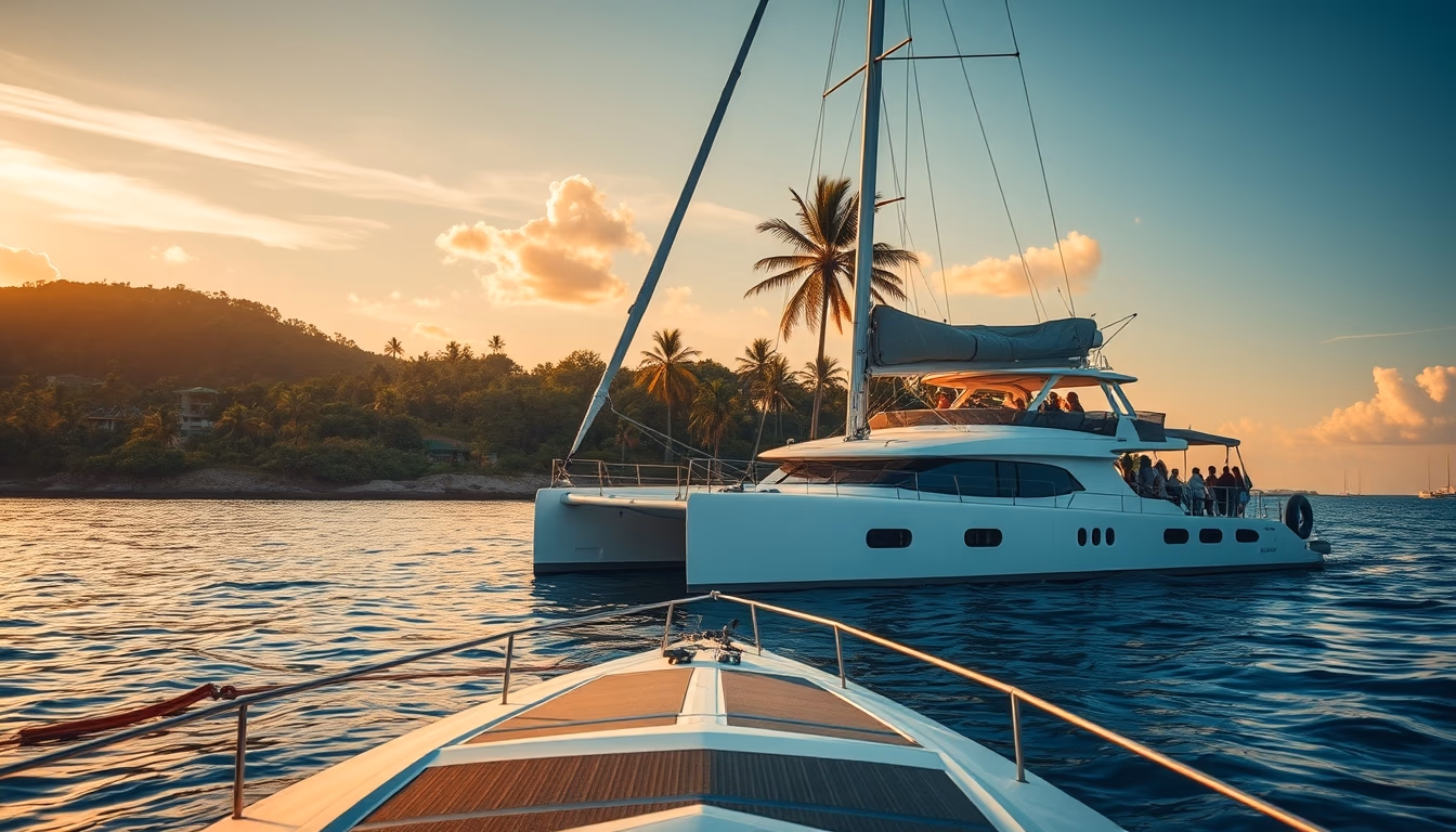 catamaran tropical in editorial style