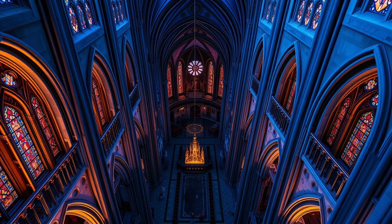 cathedral interior gothic in editorial style