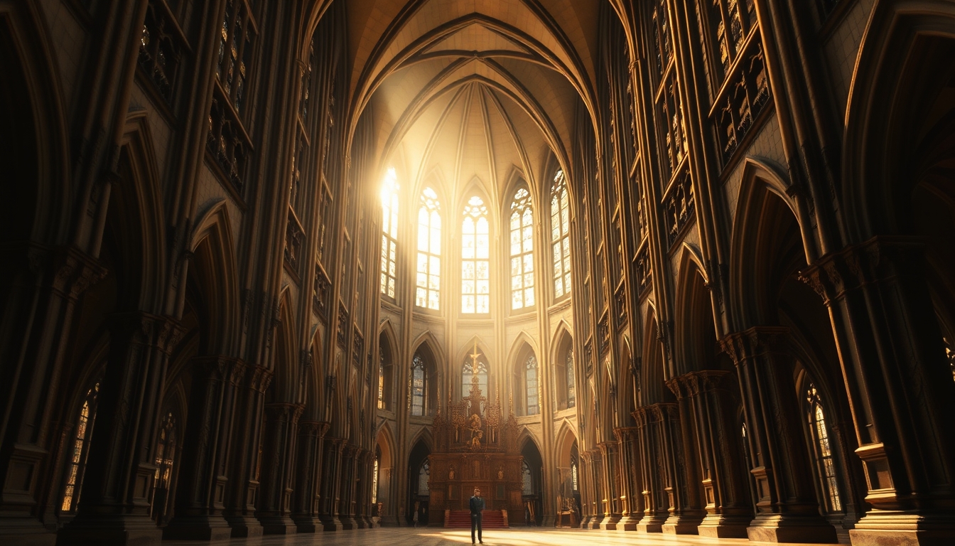 cathedral interior gothic in editorial style