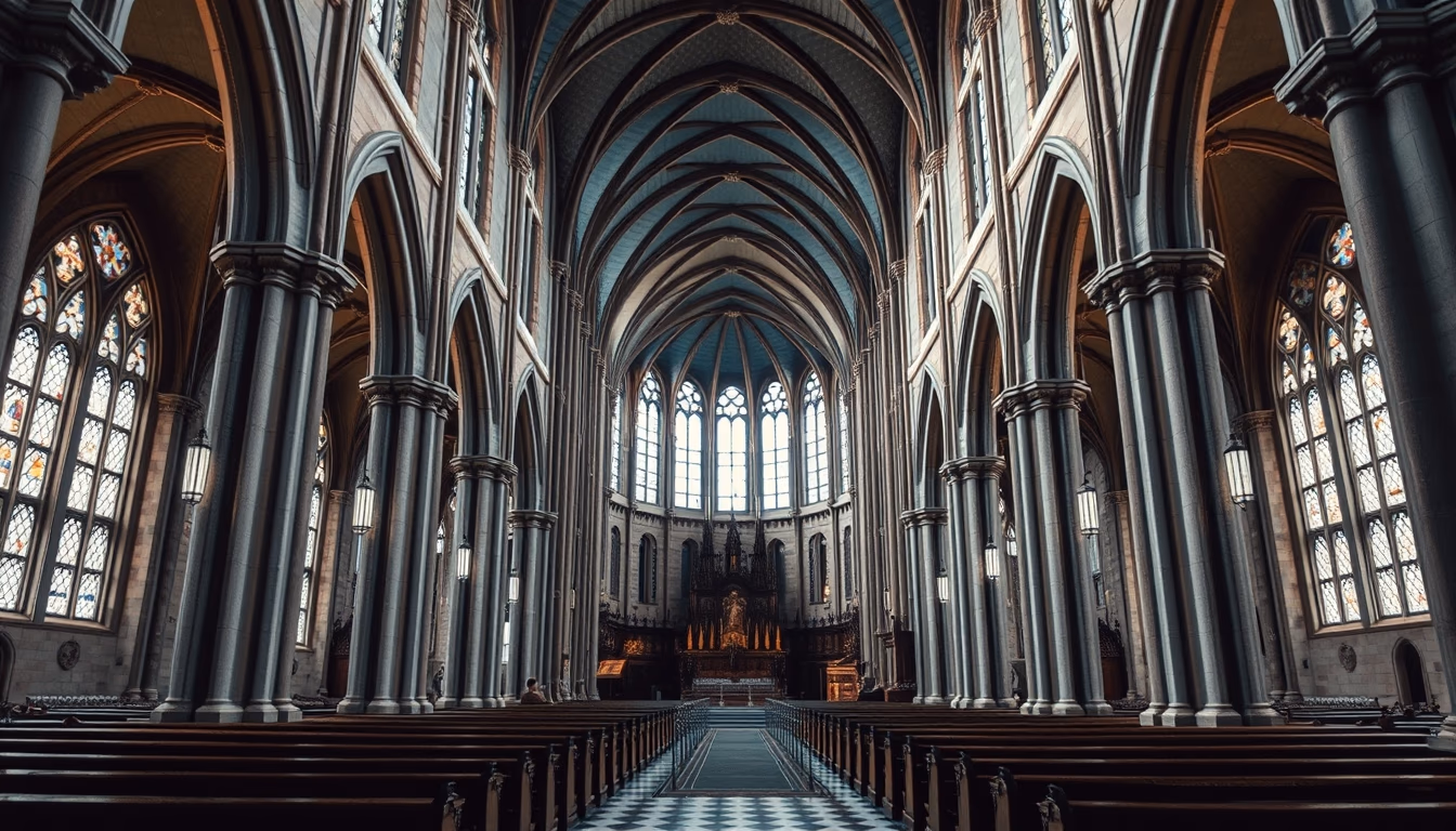 cathedral interior gothic in editorial style