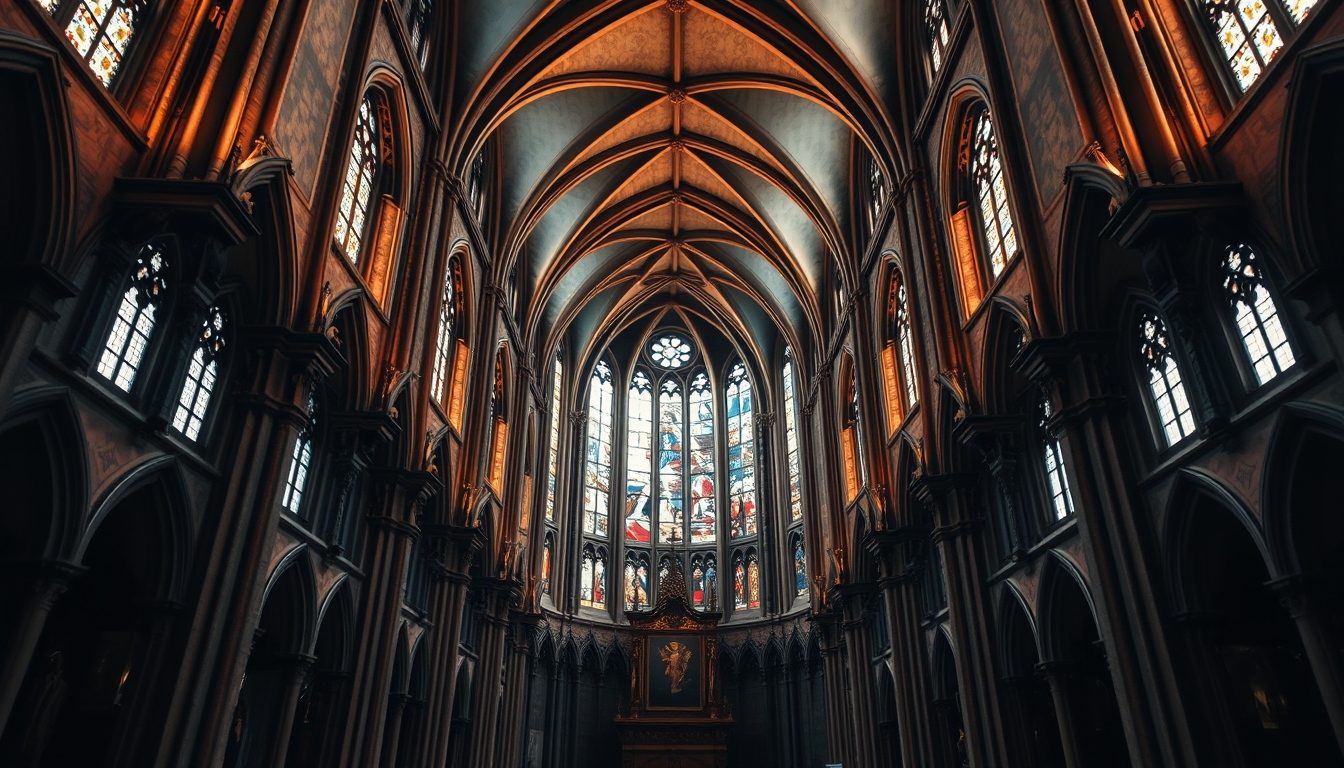 cathedral interior gothic in editorial style