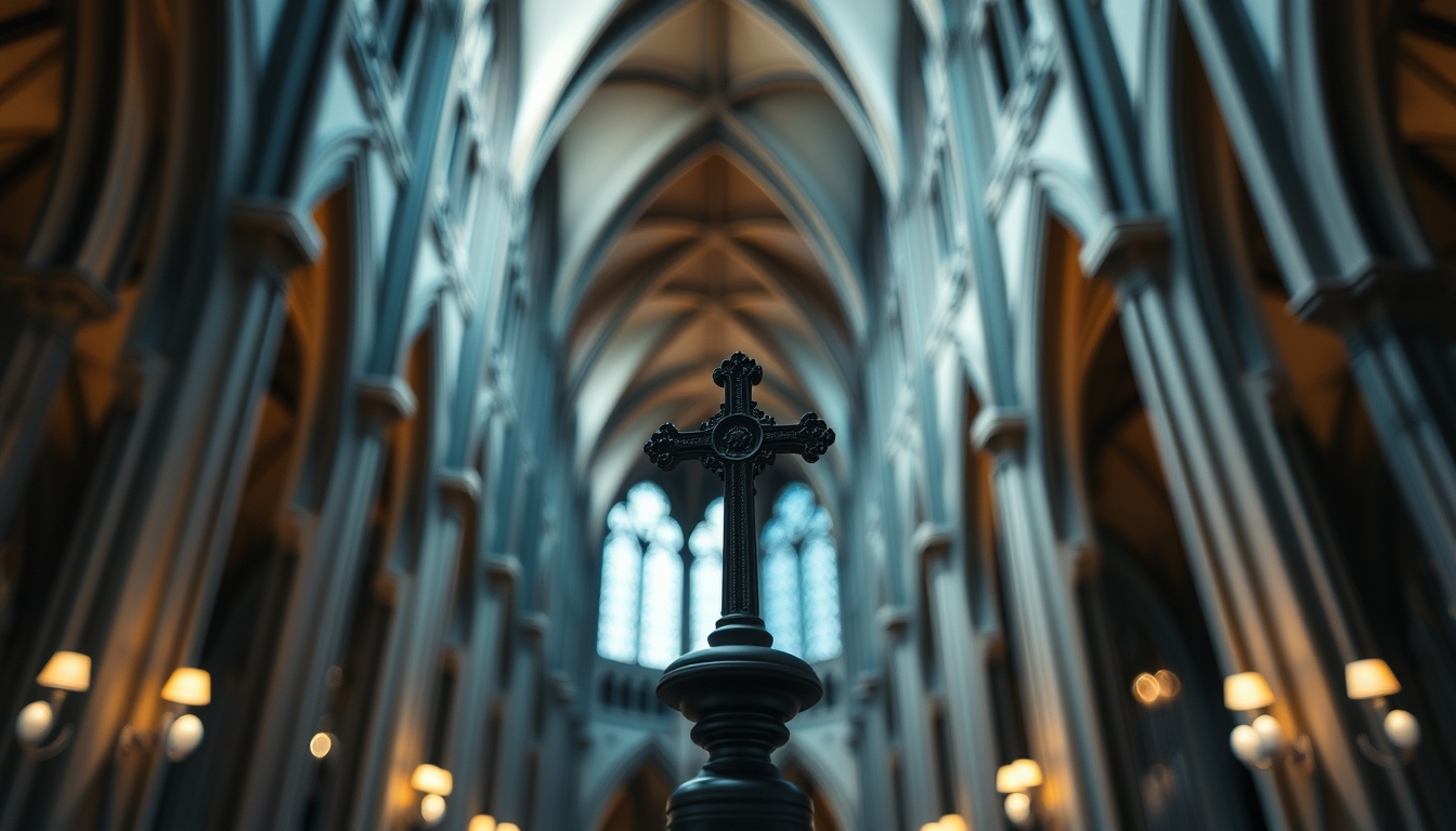 cathedral interior gothic in editorial style