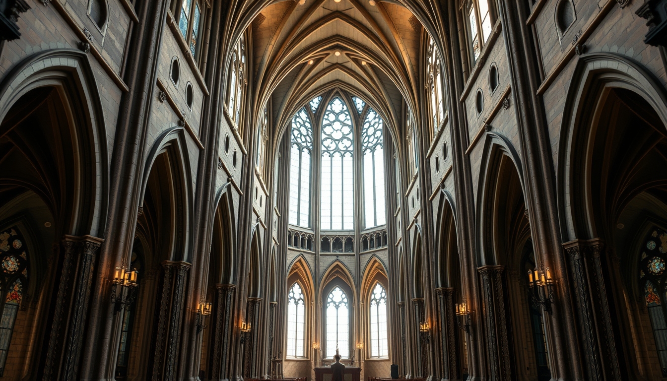 cathedral interior gothic in editorial style