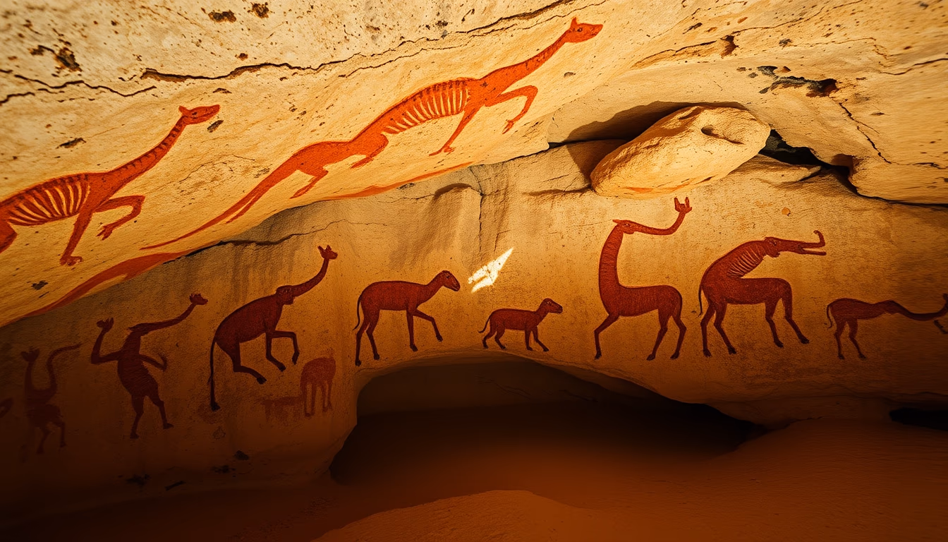 cave painting lascaux in editorial style