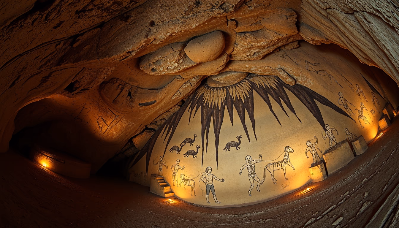 cave painting lascaux in editorial style