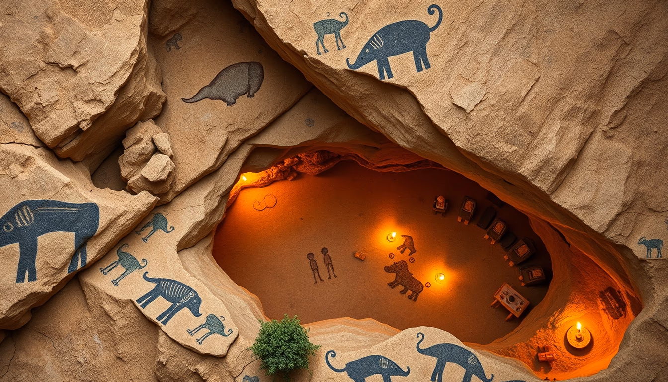 cave painting lascaux in editorial style