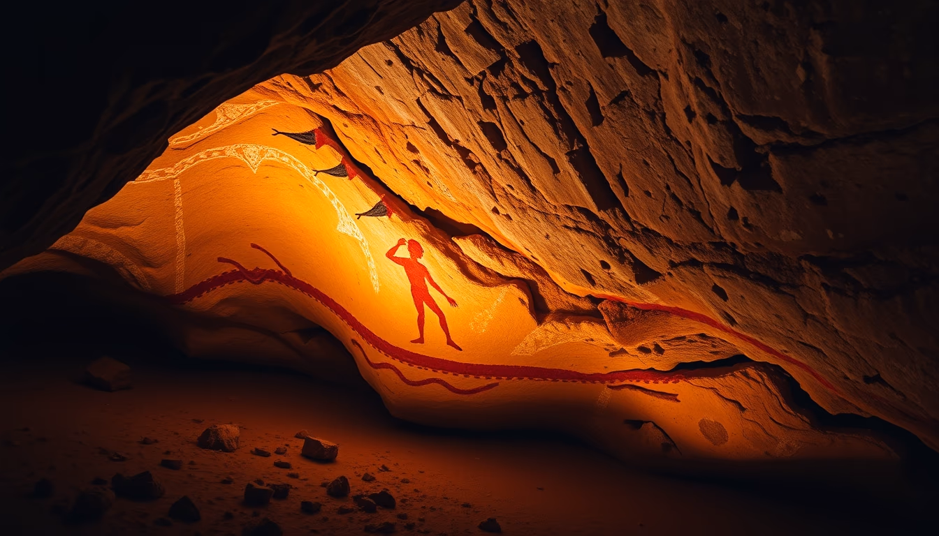 cave painting lascaux in editorial style