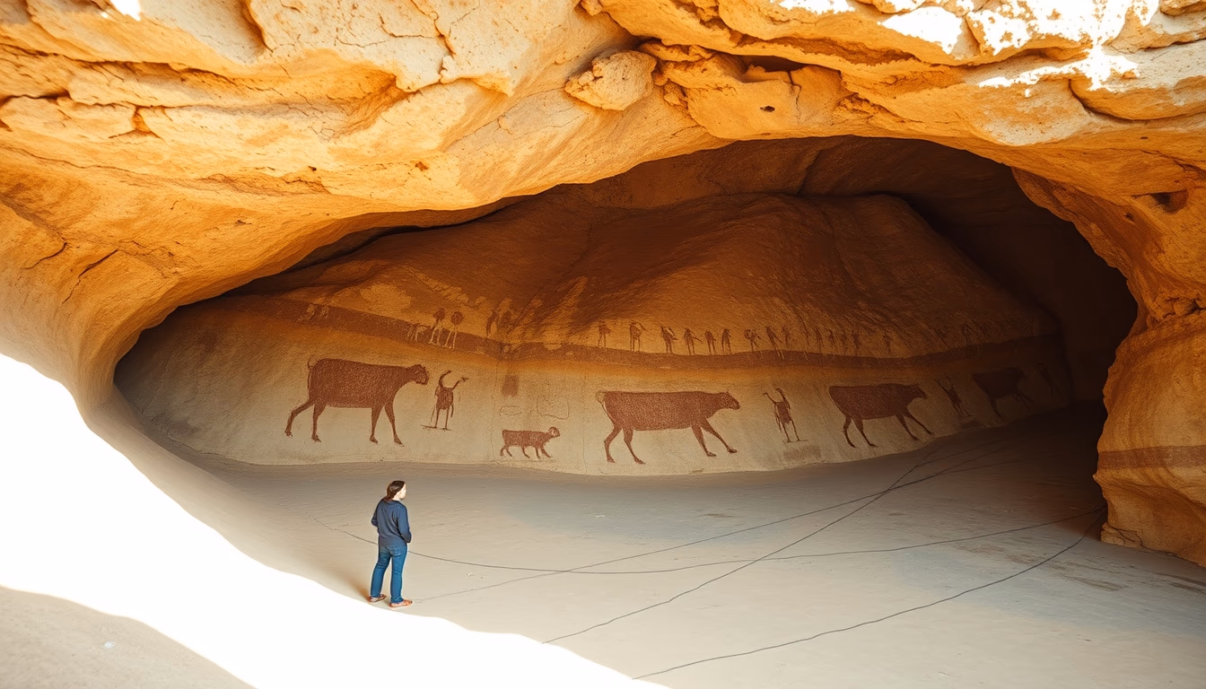 cave painting lascaux in editorial style