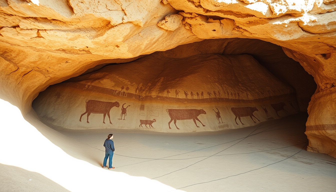 cave painting lascaux in editorial style