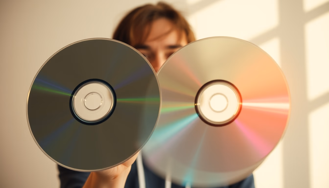 CD discs spinning artistic em estilo editorial