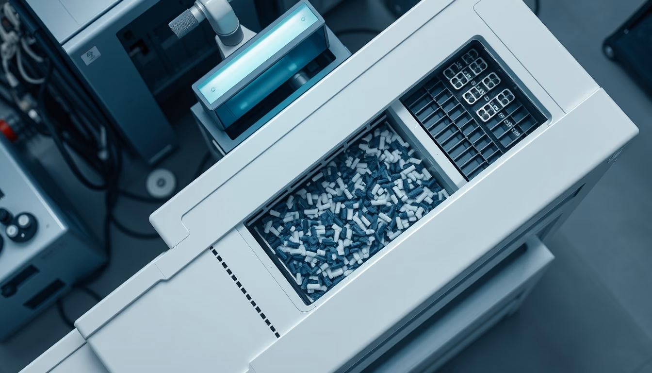 cell sorting facs machine in editorial style