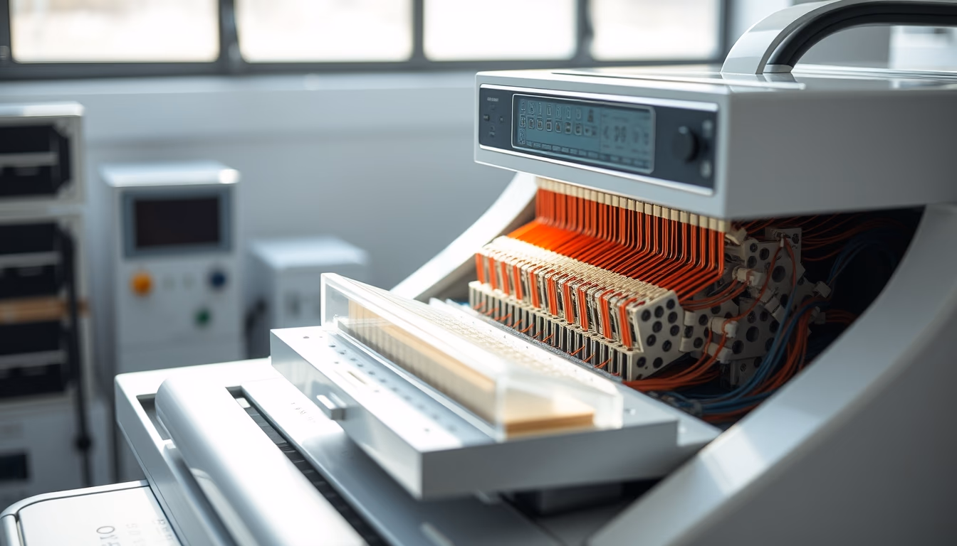 cell sorting facs machine in editorial style