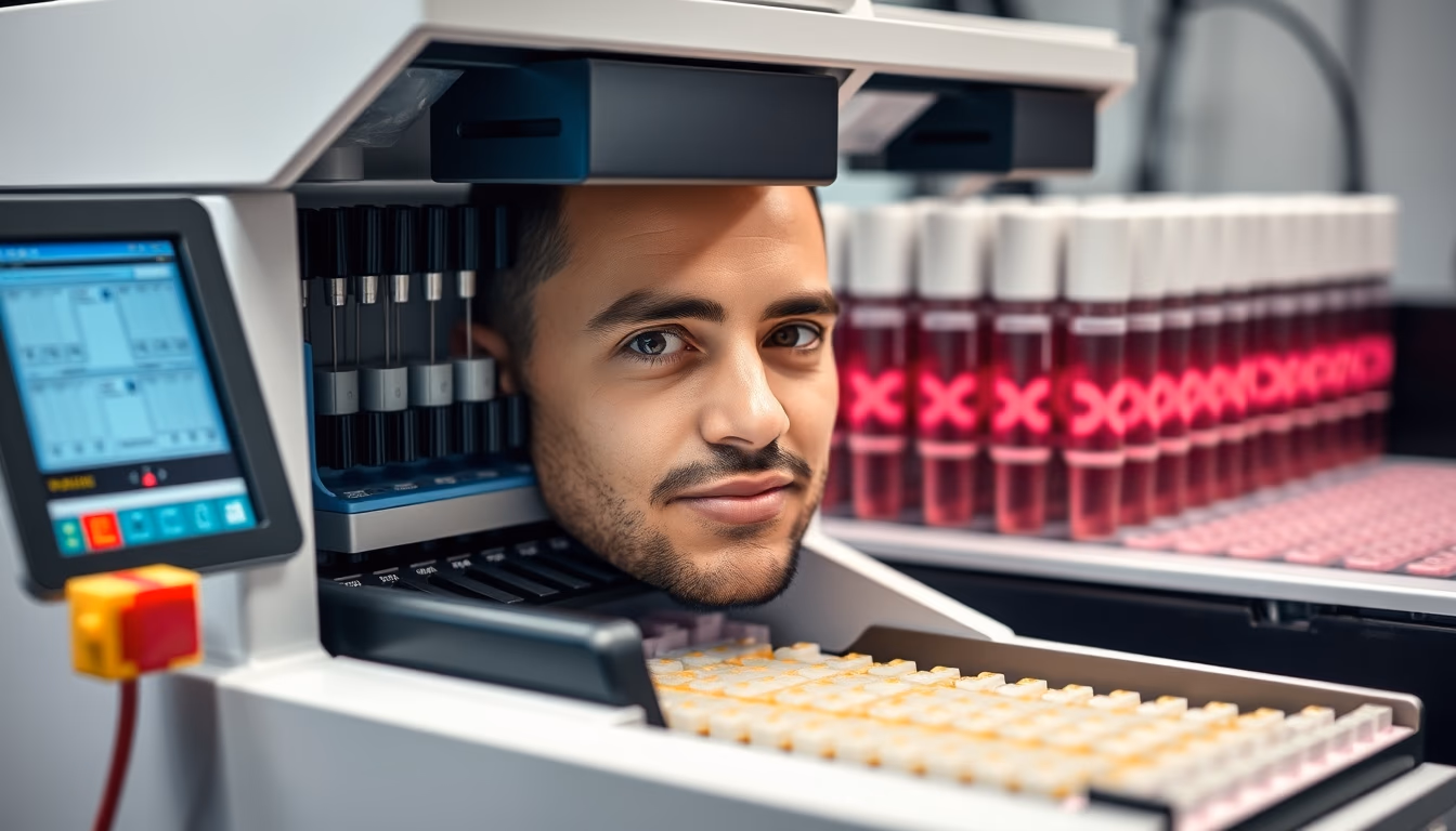 cell sorting facs machine in editorial style