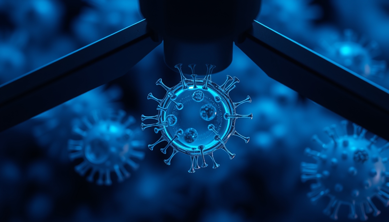 cells under microscope in editorial style