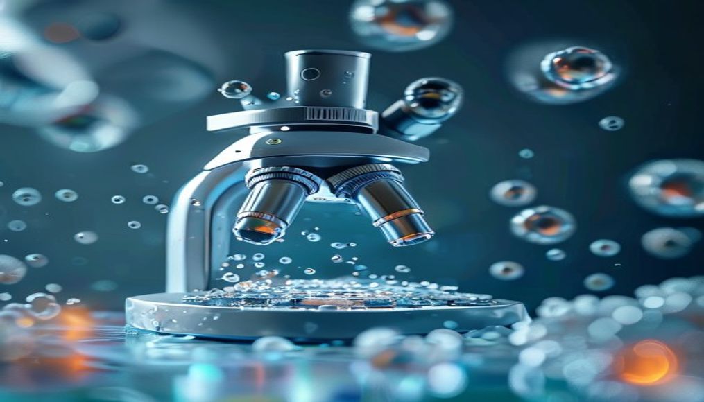 cells under microscope in editorial style