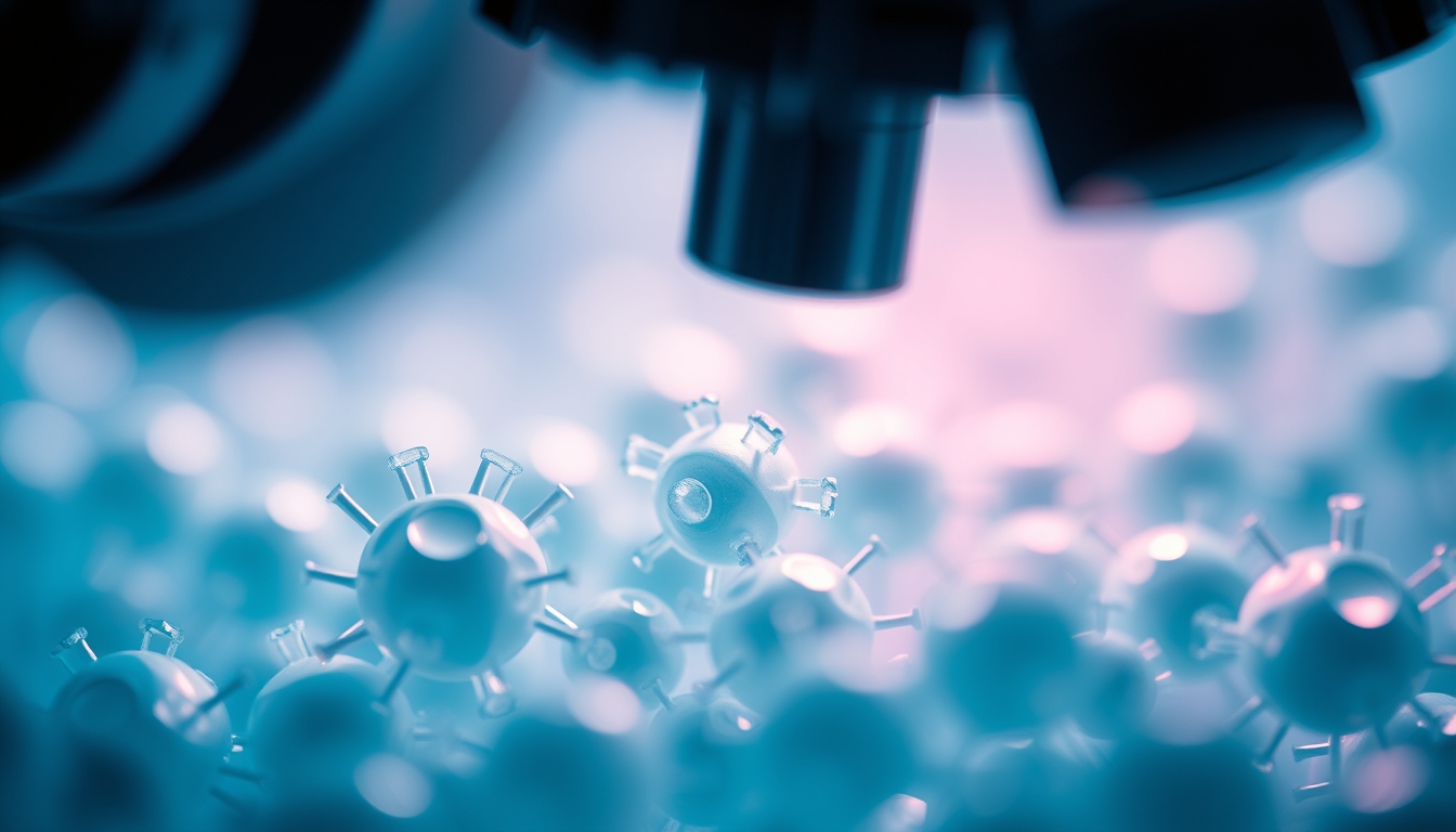 cells under microscope in editorial style