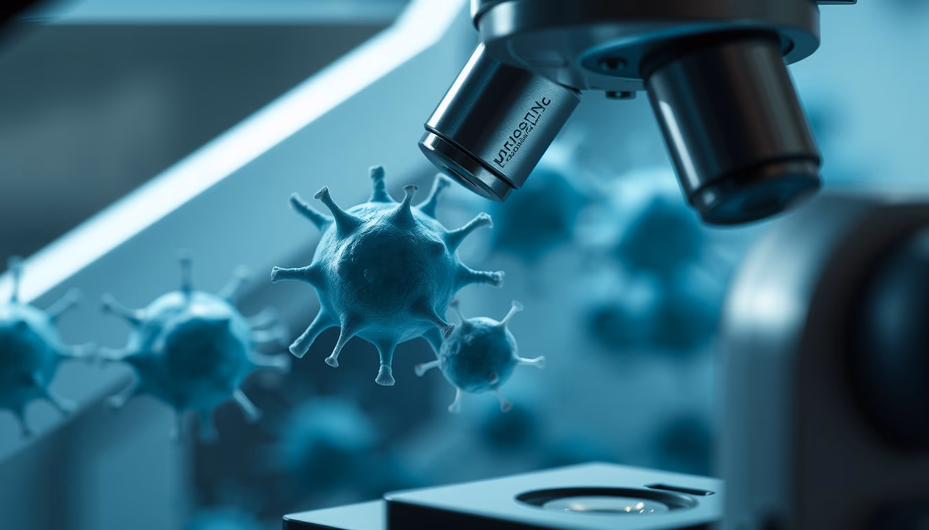 cells under microscope in editorial style