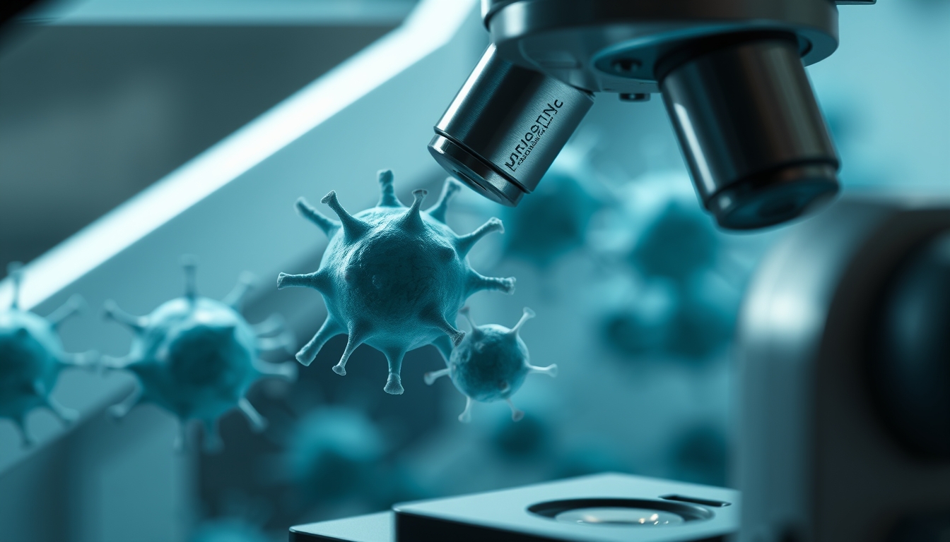 cells under microscope in editorial style