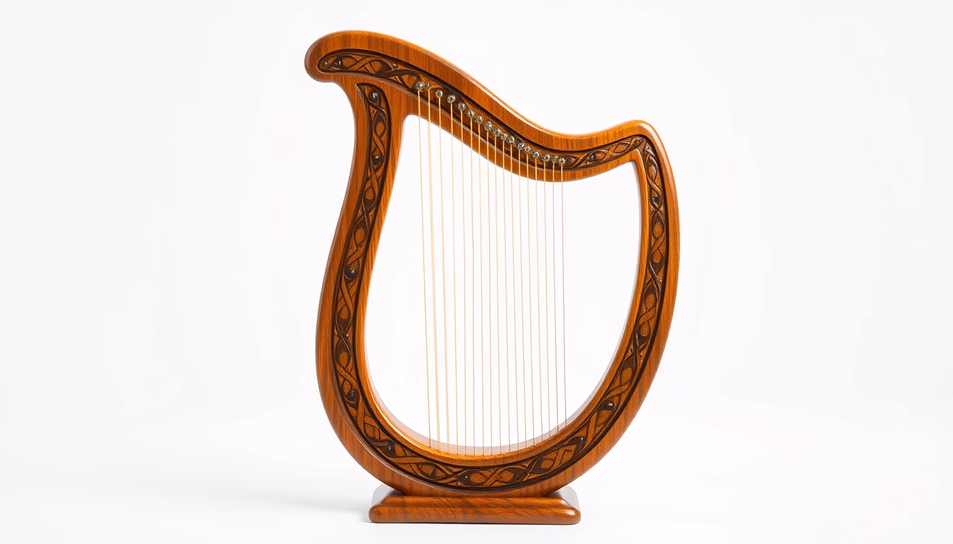 celtic harp small in editorial style