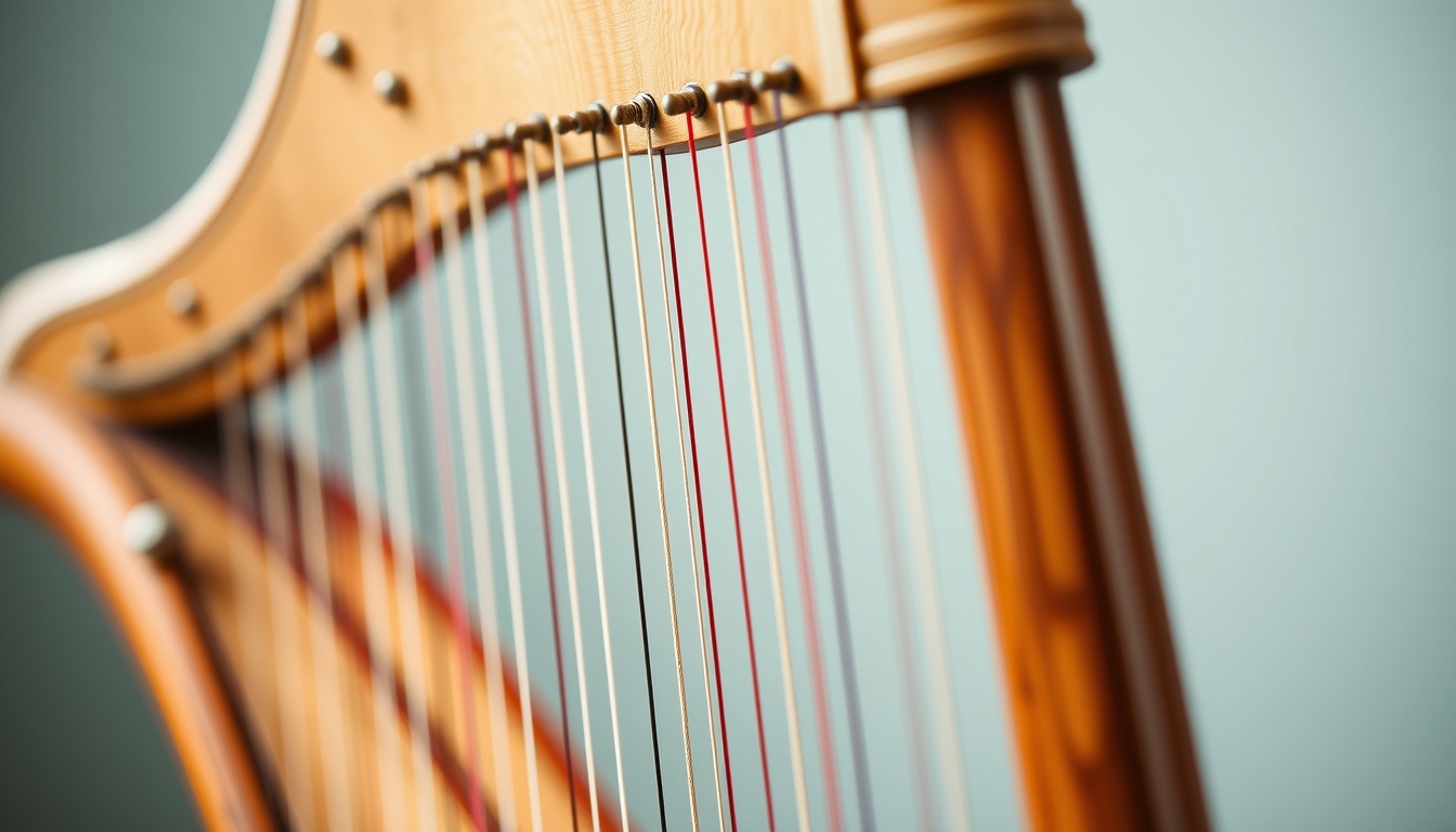 celtic harp small in editorial style