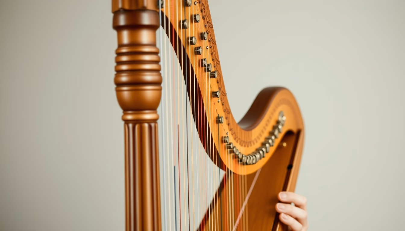 celtic harp small in editorial style