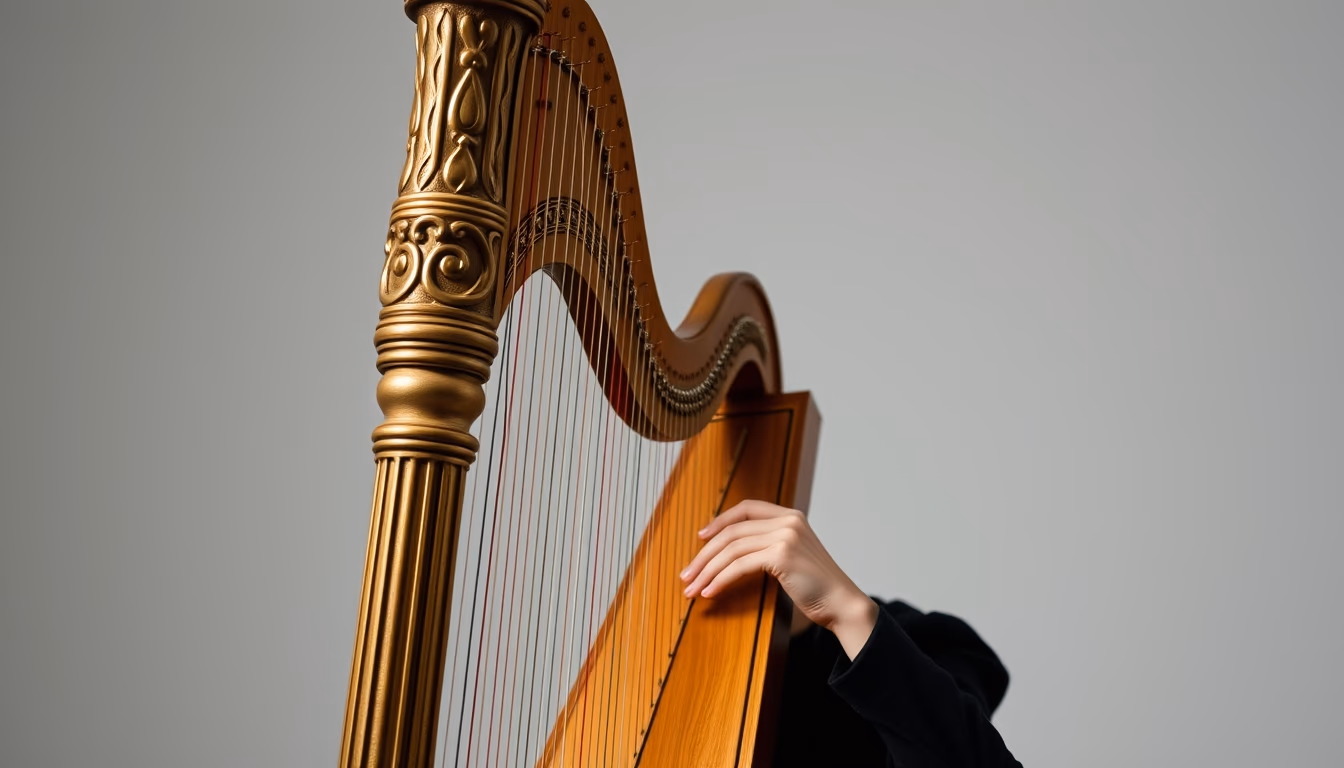celtic harp small in editorial style