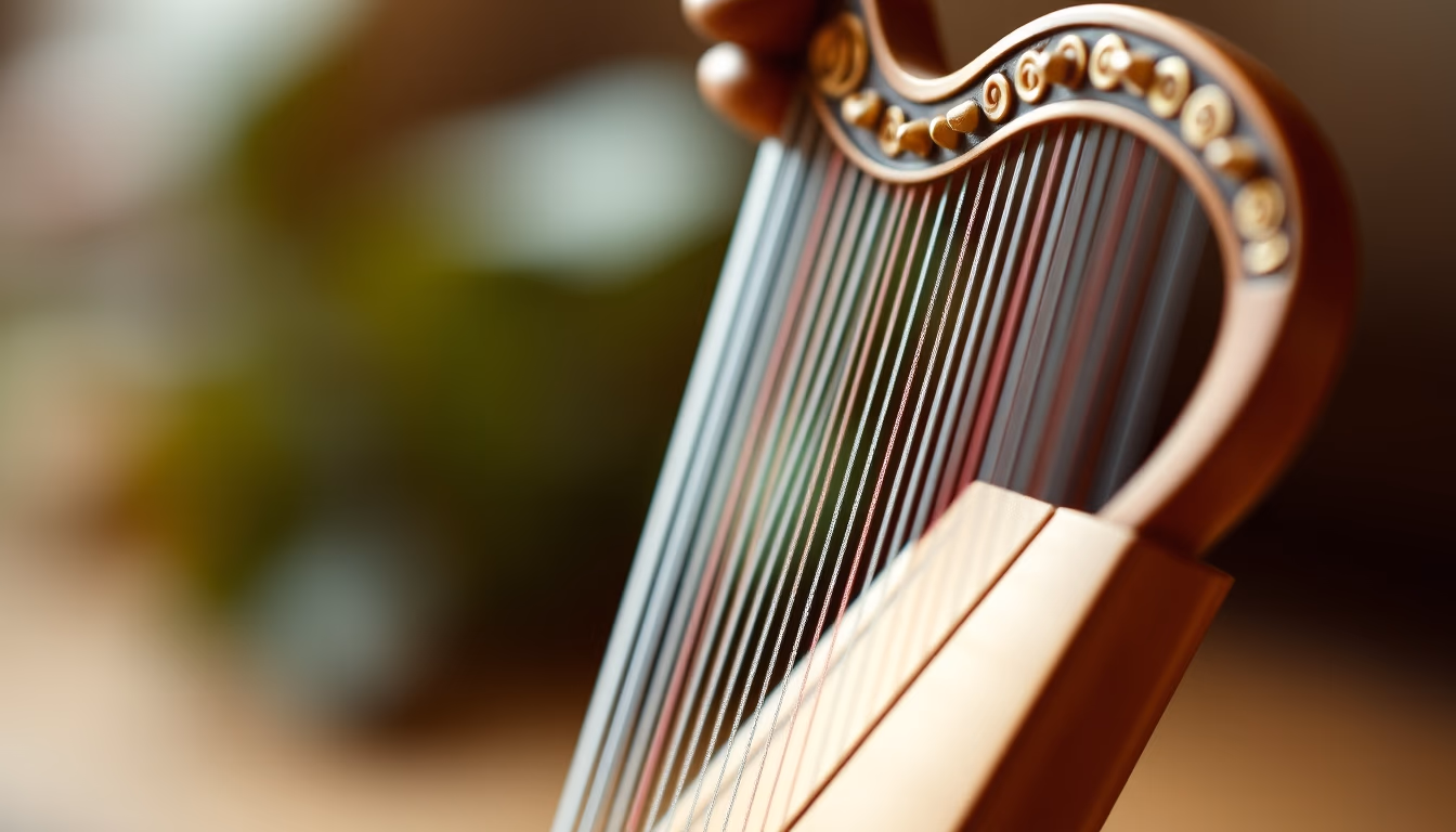 celtic harp small in editorial style