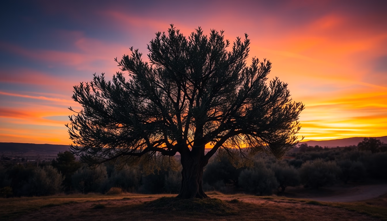 centenary olive tree spain in editorial style