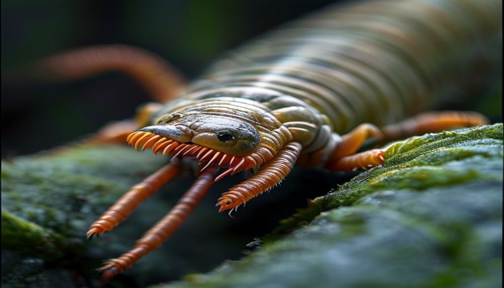 centipede macro detail in editorial style