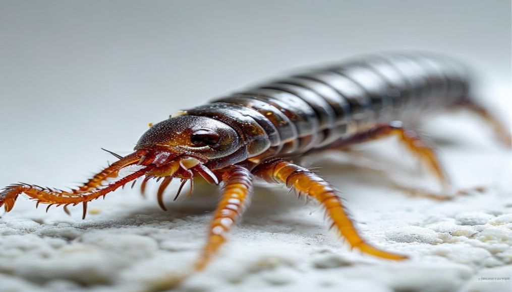 centipede macro detail in editorial style