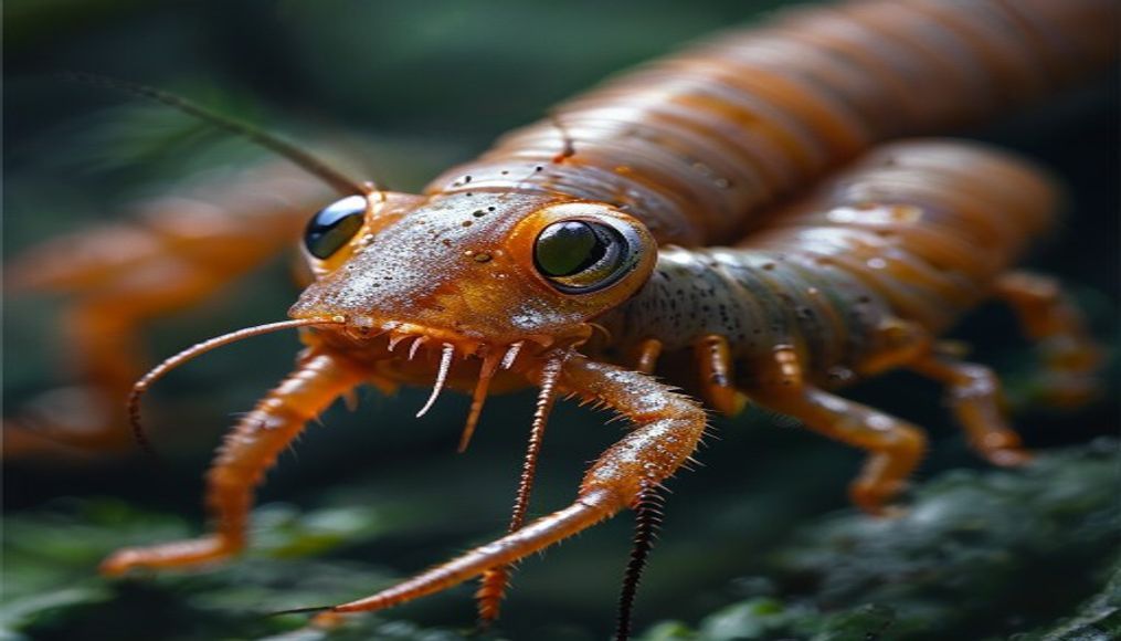 centipede macro detail in editorial style