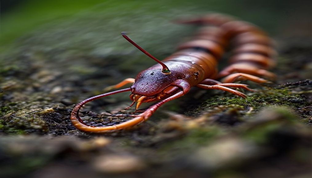 centipede macro detail in editorial style