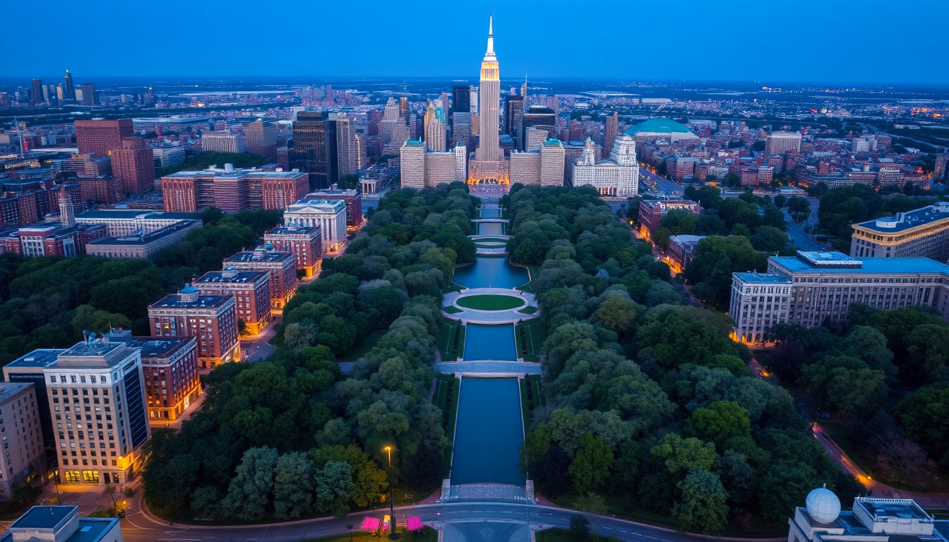 central park aerial in editorial style