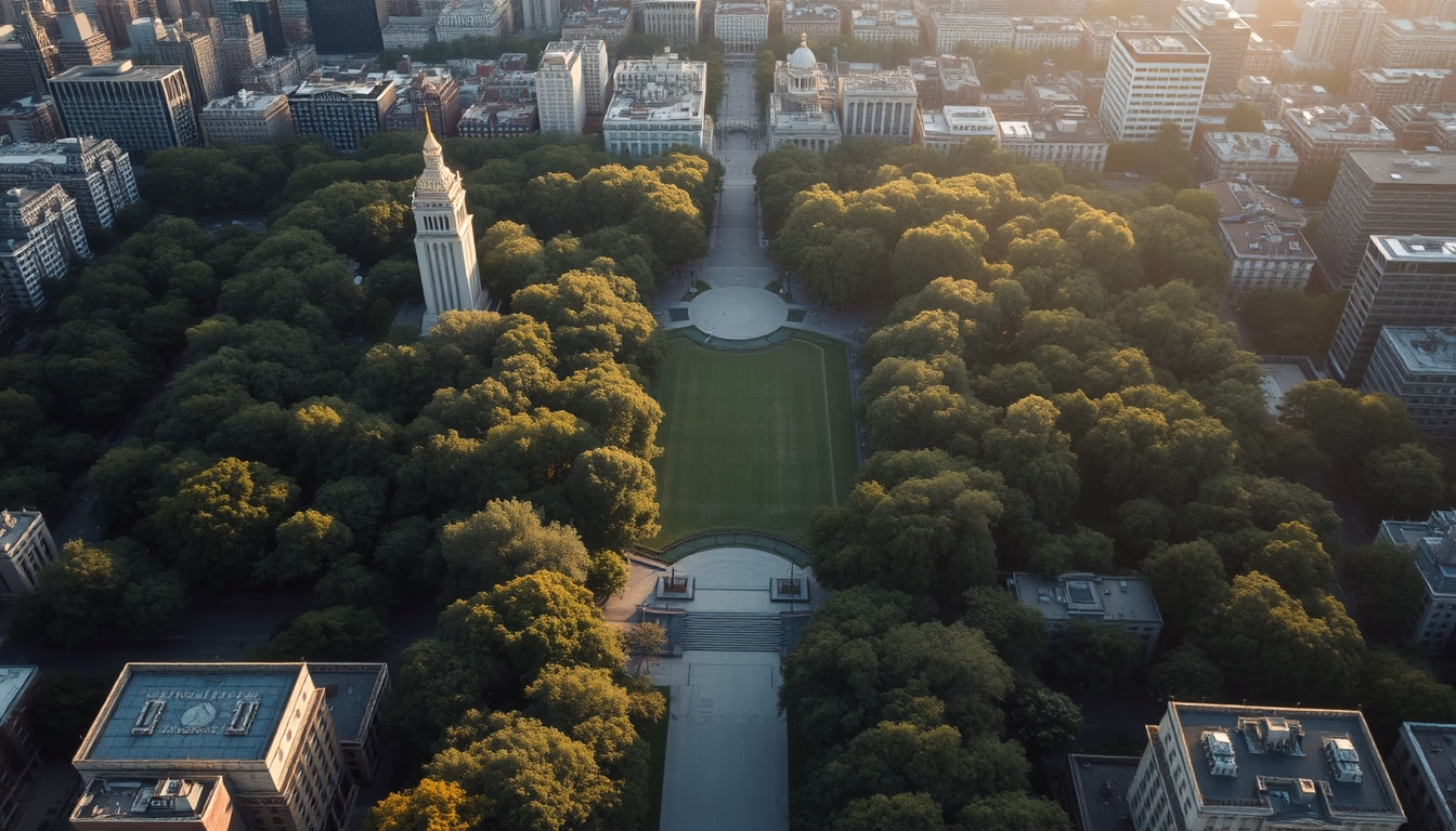 central park aerial in editorial style