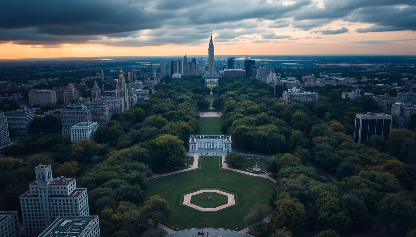 central park aerial in editorial style