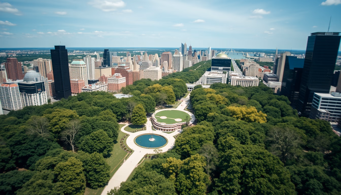 central park aerial in editorial style