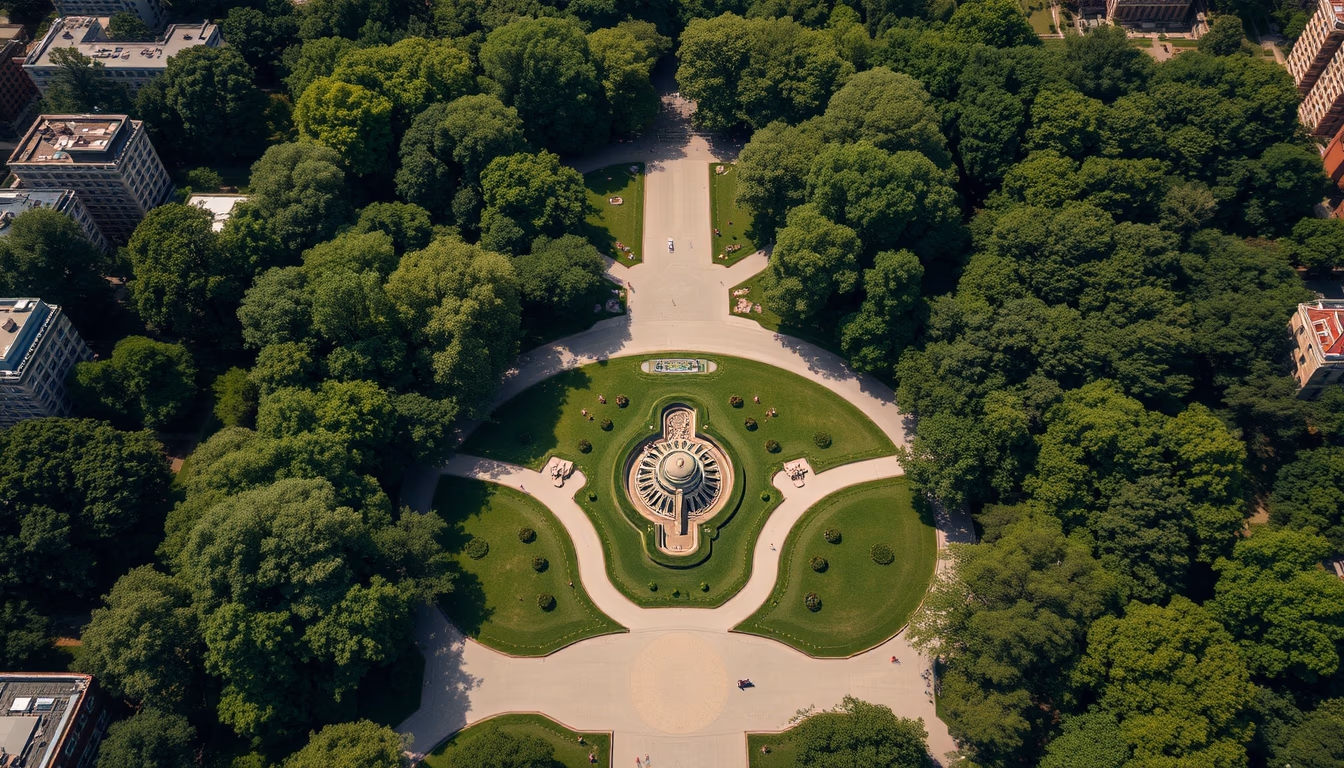central park aerial in editorial style