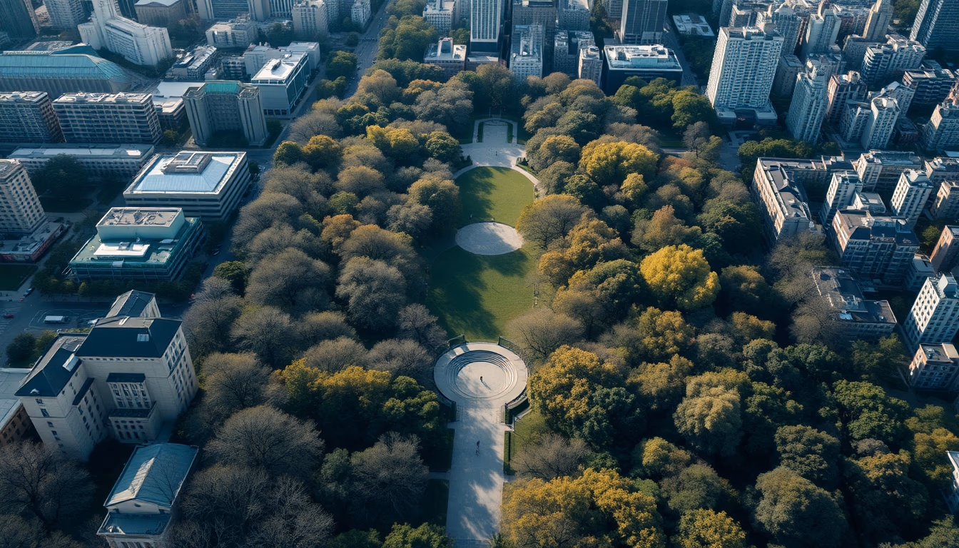 central park aerial in editorial style