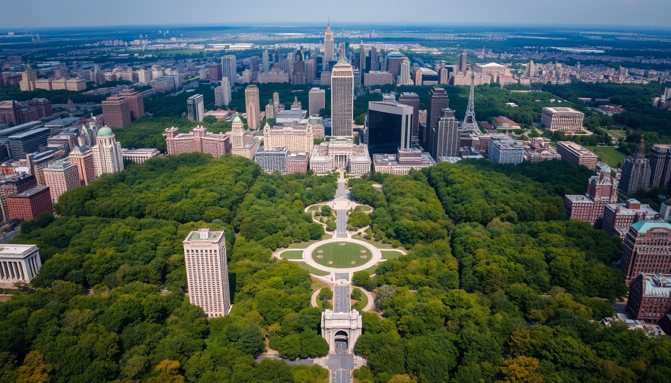 central park aerial in editorial style