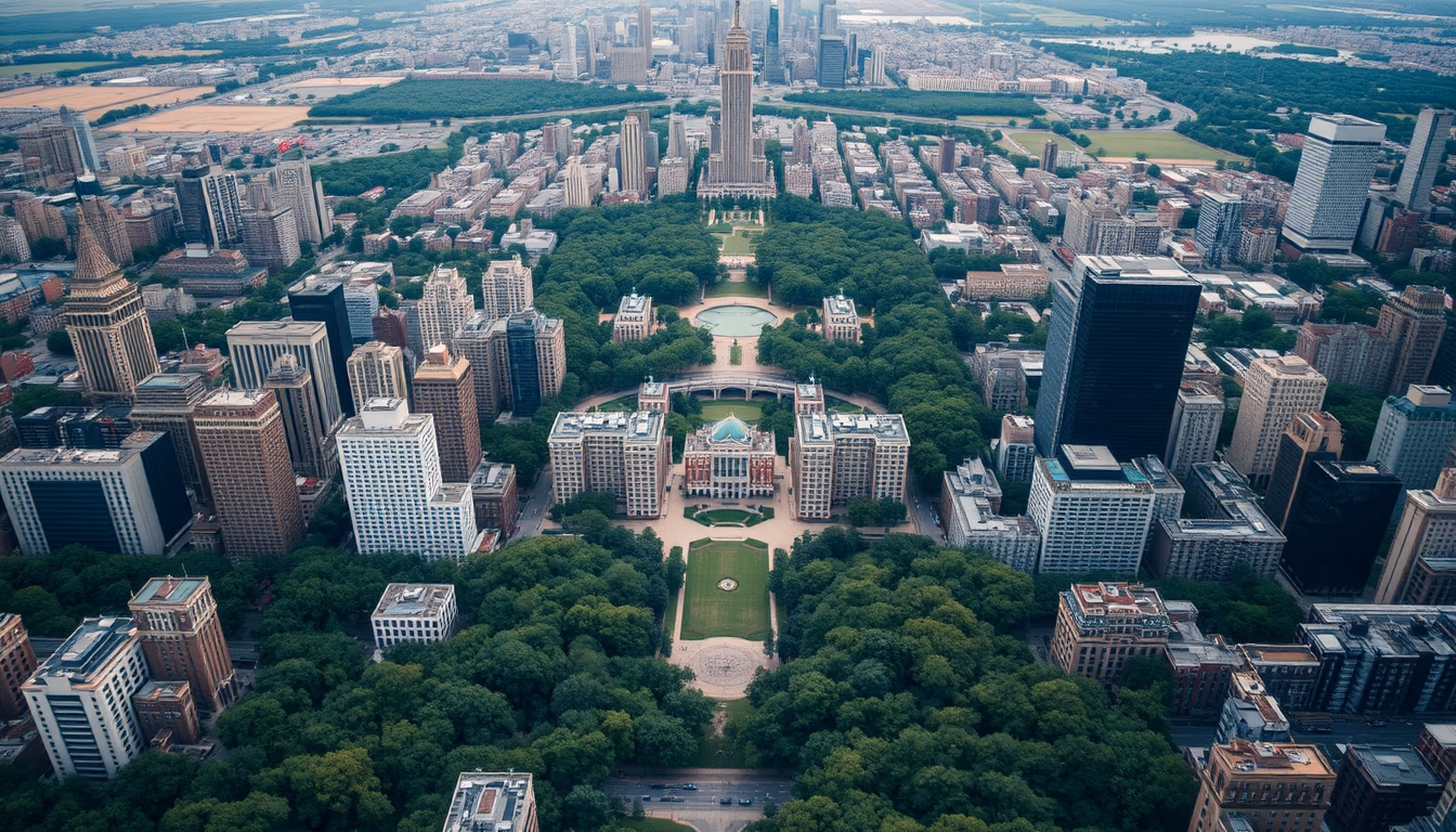 central park aerial in editorial style