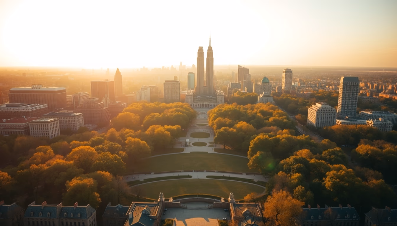 central park aerial in editorial style