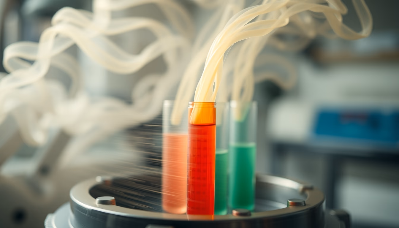 centrifuge tubes spinning in editorial style