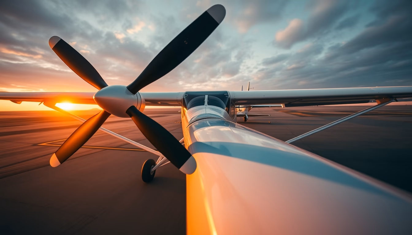 cessna 172 prop plane in editorial style