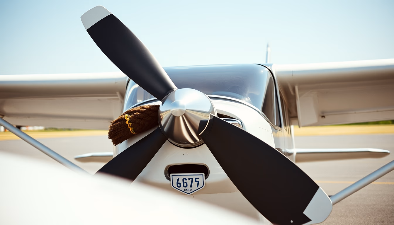 cessna 172 prop plane in editorial style
