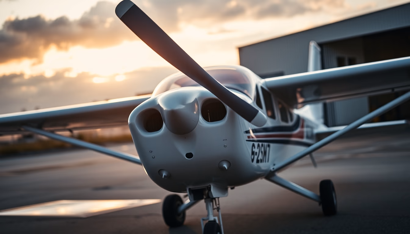 cessna 172 prop plane in editorial style