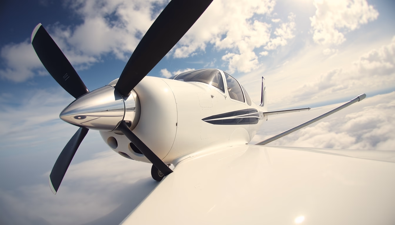 cessna 172 prop plane in editorial style