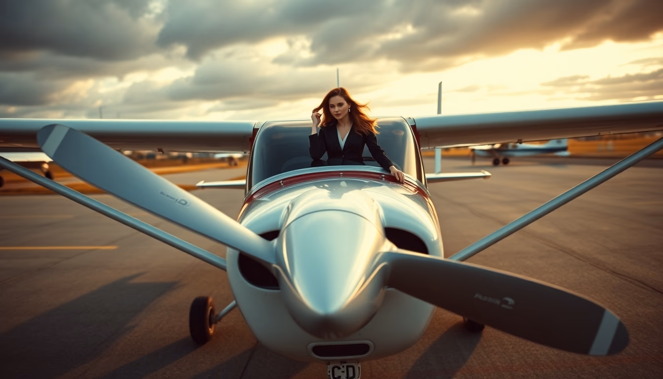 cessna 172 prop plane in editorial style