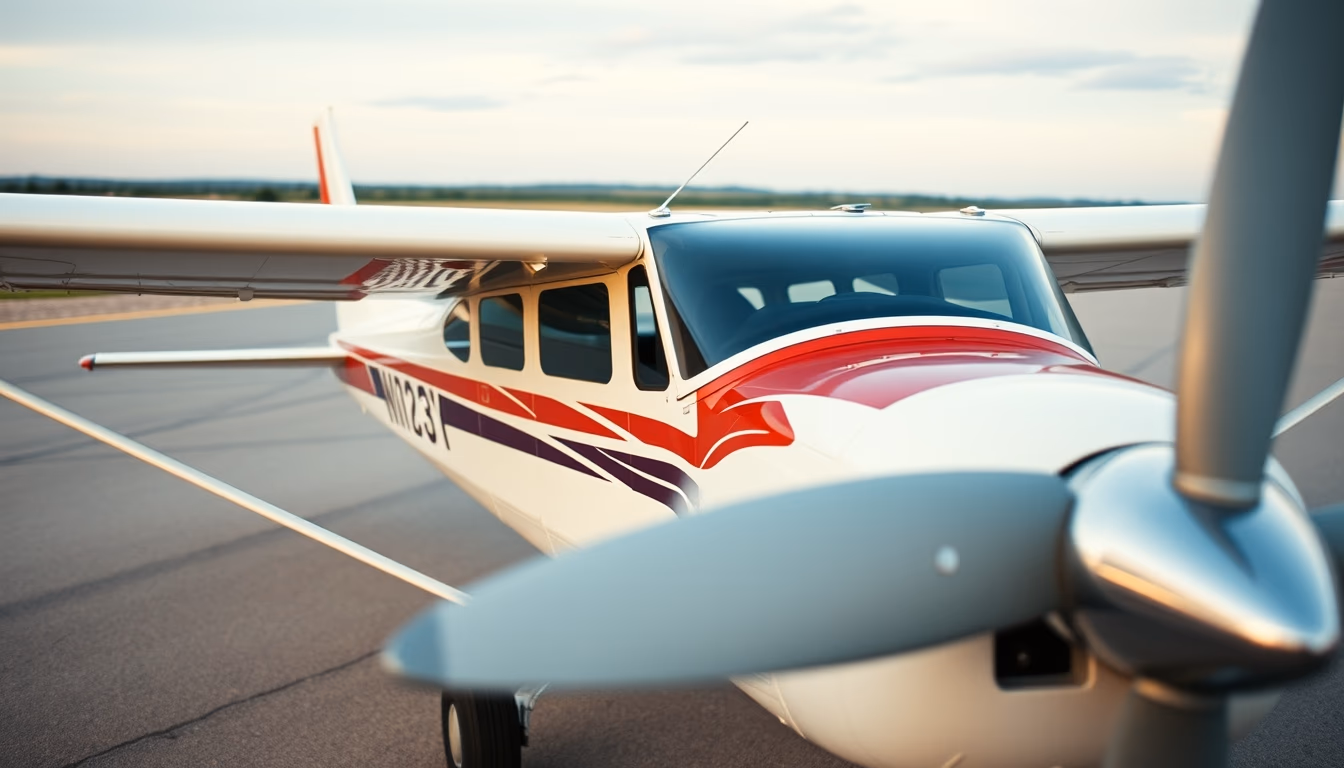 cessna 172 prop plane in editorial style
